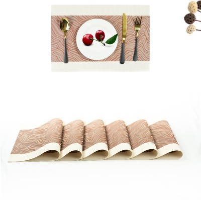 YELONA Rectangular Pack of 6 Table Placemat(Brown, Beige, White, PVC)