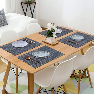 DPA Collection Rectangular Pack of 4 Table Placemat(Grey, PVC)