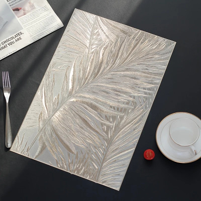 Castle Decor Rectangular Pack of 1 Table Placemat(Silver, PVC)