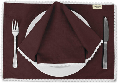 Vargottam Rectangular Pack of 6 Table Placemat(Red, Cotton)