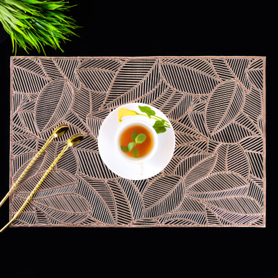 Glory Care Rectangular Pack of 6 Table Placemat(Gold, PVC)