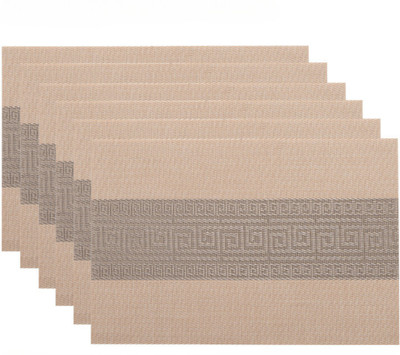 Bhaguji Rectangular Pack of 6 Table Placemat(Beige, PVC)