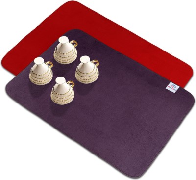 Heart Home Rectangular Pack of 2 Table Placemat(Red, Purple, Microfibre)