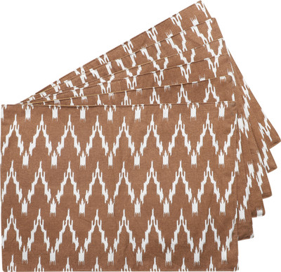 Dekor World Rectangular Pack of 6 Table Placemat(Brown, Cotton)
