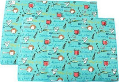 DRUPE Rectangular Pack of 2 Table Placemat(Green, Fiber)