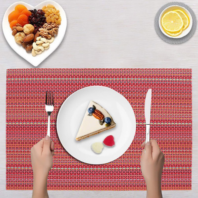 DPA Collection Rectangular Pack of 2 Table Placemat(Red, PVC)