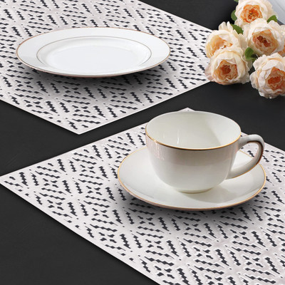 Dakshya Industries Rectangular Pack of 2 Table Placemat(Silver, PVC)