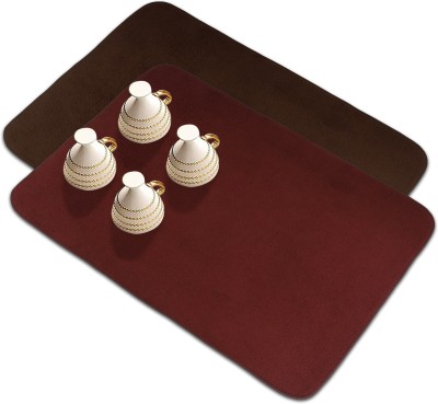 KUBER INDUSTRIES Rectangular Pack of 2 Table Placemat(Brown, Maroon, Microfibre)