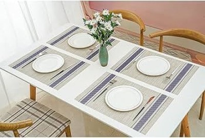 LILA ENTERPRISE Rectangular Pack of 6 Table Placemat(Blue, PVC)