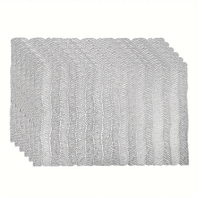 Dakshya Industries Rectangular Pack of 6 Table Placemat(Silver, PVC)