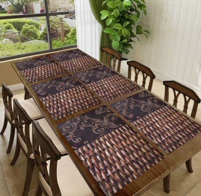 LOTUSKING Rectangular Pack of 6 Table Placemat(Brown, PVC)