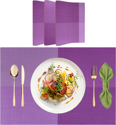 SLEEKBODE Rectangular Pack of 4 Table Placemat(Purple, Polypropylene)