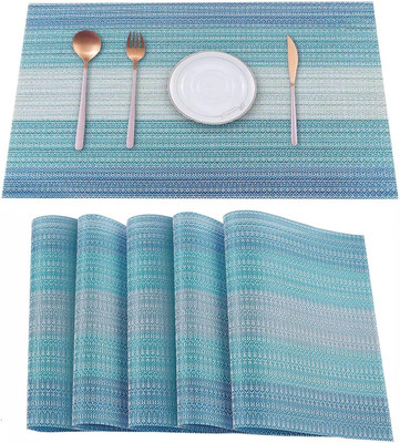 TIED RIBBONS Rectangular Pack of 6 Table Placemat(Light Blue, Plastic)