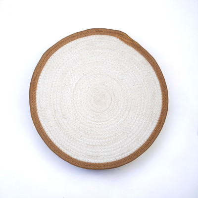 N S TOMAR HANDICRAFTS Round Pack of 1 Table Placemat(White, Jute)