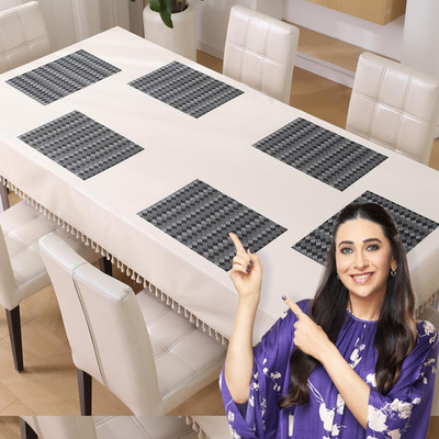 HOKiPO Rectangular Pack of 6 Table Placemat(Black, PVC)