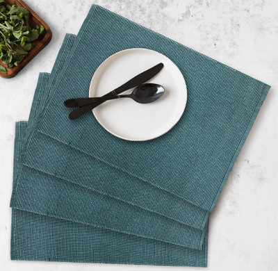 OASIS Rectangular Pack of 4 Table Placemat(Blue, Cotton)