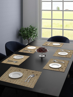 Saral Home Rectangular Pack of 6 Table Placemat(Beige, Velvet)