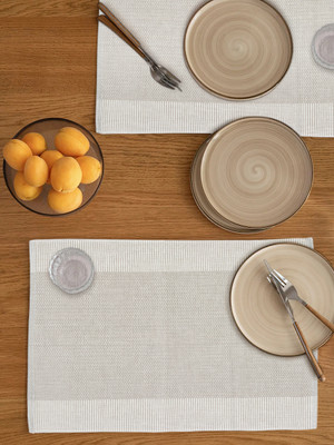 SumoFabric Rectangular Pack of 2 Table Placemat(Beige, Cotton)