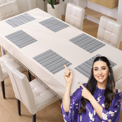 HOKiPO Rectangular Pack of 6 Table Placemat(Grey, PVC)