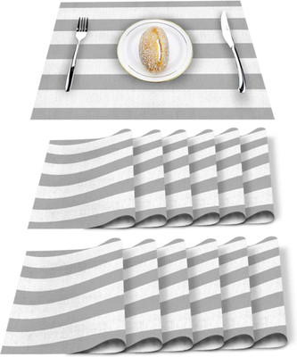UniKart Rectangular Pack of 12 Table Placemat(White, Grey, PVC)