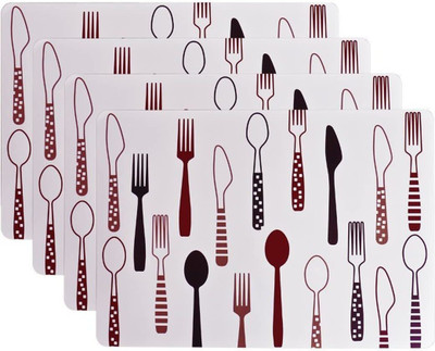 olwick Rectangular Pack of 4 Table Placemat(Brown, Plastic)