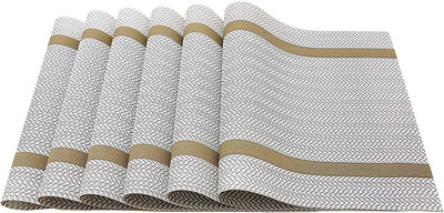 Bhaguji Rectangular Pack of 6 Table Placemat(White, PVC)