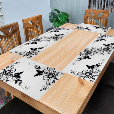 Flipkart SmartBuy Rectangular Pack of 6 Table Placemat(White, Black, PVC)