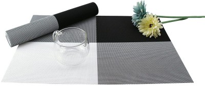 Niralasa Rectangular Pack of 6 Table Placemat(Black, Polyester, PVC)