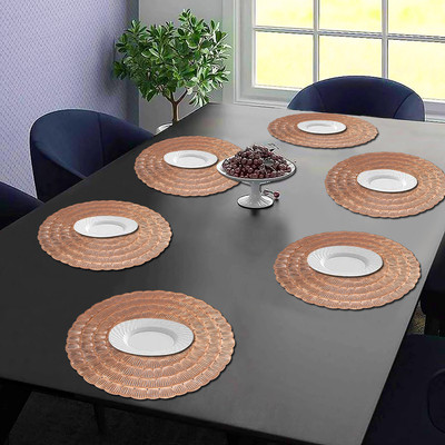 Dakshya Industries Round Pack of 6 Table Placemat(Brown, PVC)