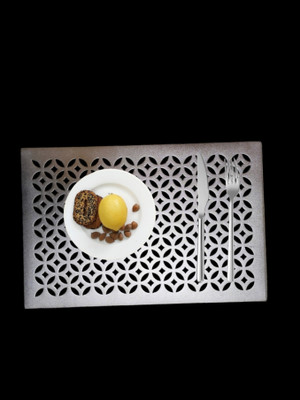 MONKDECOR Rectangular Pack of 6 Table Placemat(Silver, Leather)