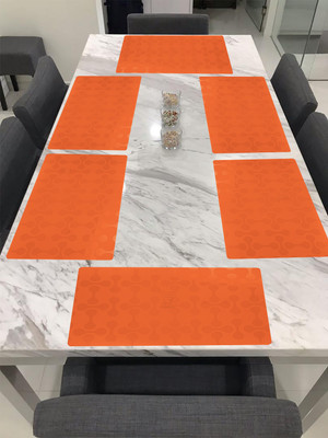 E-Retailer Rectangular Pack of 6 Table Placemat(Orange, PVC)