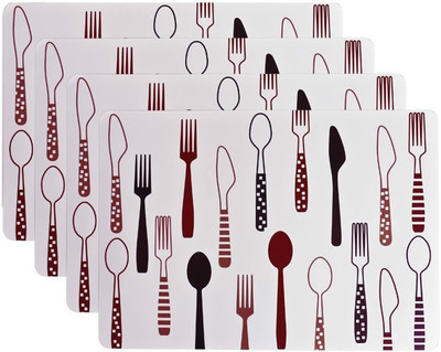 pepplo Rectangular Pack of 4 Table Placemat(Brown, Plastic)