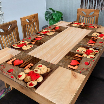 SANRAKSSHAN Rectangular Pack of 6 Table Placemat(Red, Beige, PVC)