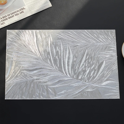 Castle Decor Rectangular Pack of 4 Table Placemat(Silver, PVC)