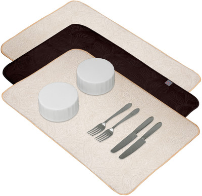 Heart Home Rectangular Pack of 3 Table Placemat(Multicolor, Microfibre)
