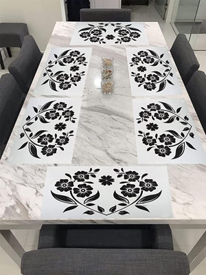 E-Retailer Rectangular Pack of 6 Table Placemat(Black, White, PVC)
