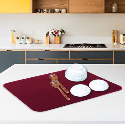 KUBER INDUSTRIES Rectangular Pack of 1 Table Placemat(Maroon, Microfibre)