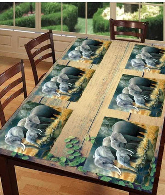 LOTUSKING Rectangular Pack of 6 Table Placemat(Grey, PVC)