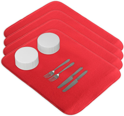KUBER INDUSTRIES Rectangular Pack of 4 Table Placemat(Red, Microfibre)