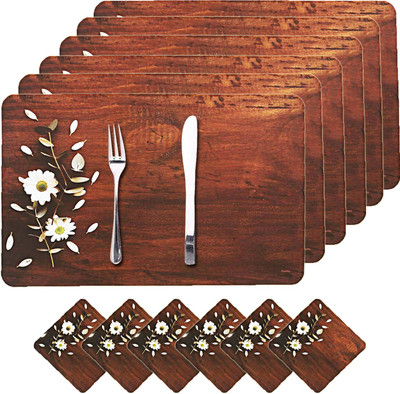 KUBER INDUSTRIES Rectangular Pack of 6 Table Placemat(Brown, PVC)