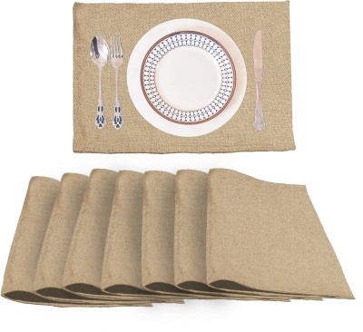 Lushomes Rectangular Pack of 4 Table Placemat(Beige, Jute)