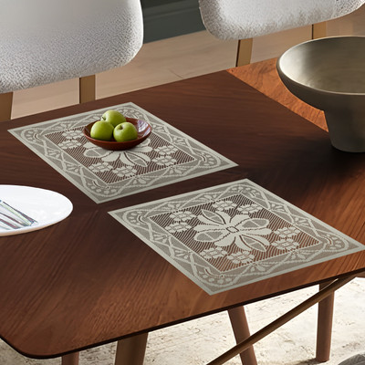 KUBER INDUSTRIES Square Pack of 2 Table Placemat(Yellow, Cotton)