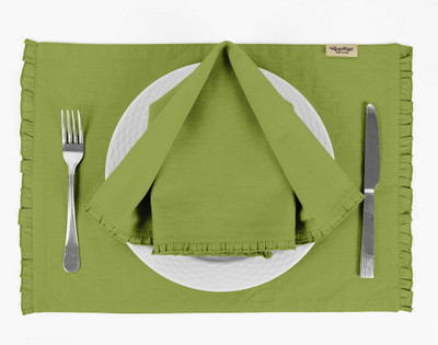Vargottam Rectangular Pack of 6 Table Placemat(Light Green, Cotton)