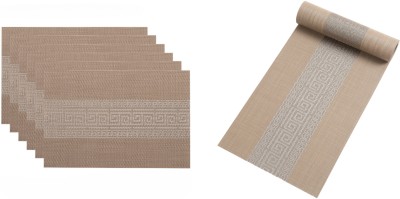 Bhaguji Rectangular Pack of 7 Table Placemat(Brown, PVC)