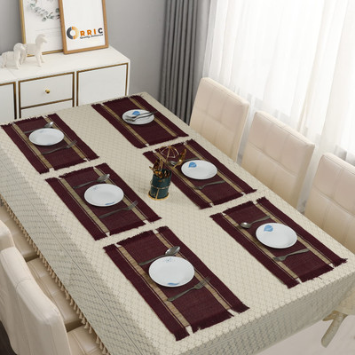 orric Rectangular Pack of 6 Table Placemat(Maroon, River Grass)