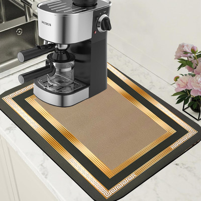 VENDIFY Rectangular Pack of 1 Table Placemat(Gold, Rubber)