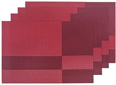HIINFOITIC Rectangular Pack of 6 Table Placemat(Maroon, Red, PVC)