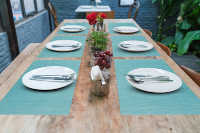 PRAKARTIK Rectangular Pack of 6 Table Placemat(Light Blue, Cotton)