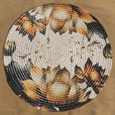 Artistic Den Round Pack of 1 Table Placemat(Yellow, Cotton)