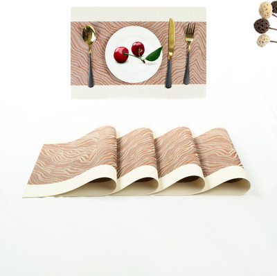 KitchEase Rectangular Pack of 4 Table Placemat(Brown, Beige, PVC)